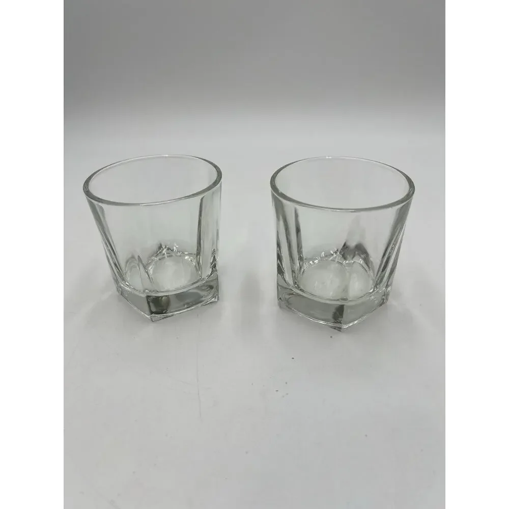 Set of 2 Libbey DuraTuff Inverness Rocks Whiskey Glasses 7 oz Heavy Base